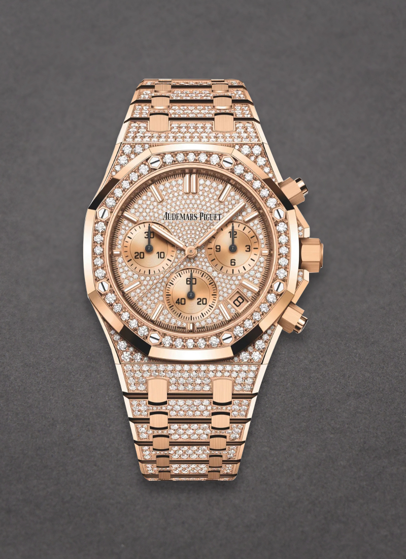 Audemars Piguet Royal Oak Chronograph in Rose Gold with Diamond Bezel