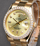 36mm Yellow Gold Double Quick President on Oyster Bracelet with Aftermarket Diamond Bezel