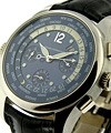 Platinum WORLD TIME CHRONOGRAPH  Blue Dial on Strap