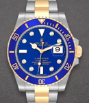 2-Tone Submariner with Yellow Gold Ceramic Bezel on Oyster Bracelet with Blue Diamond Dial