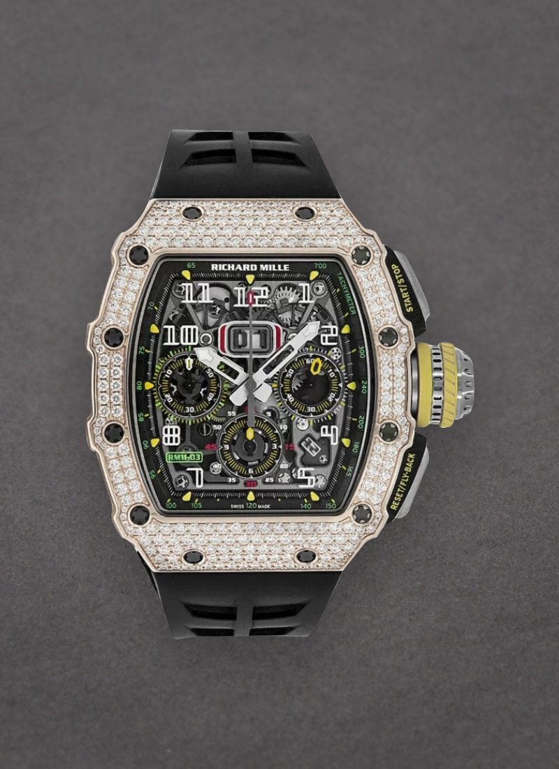 Richard Mille RM 011 in White Gold with Pave Diamond Case