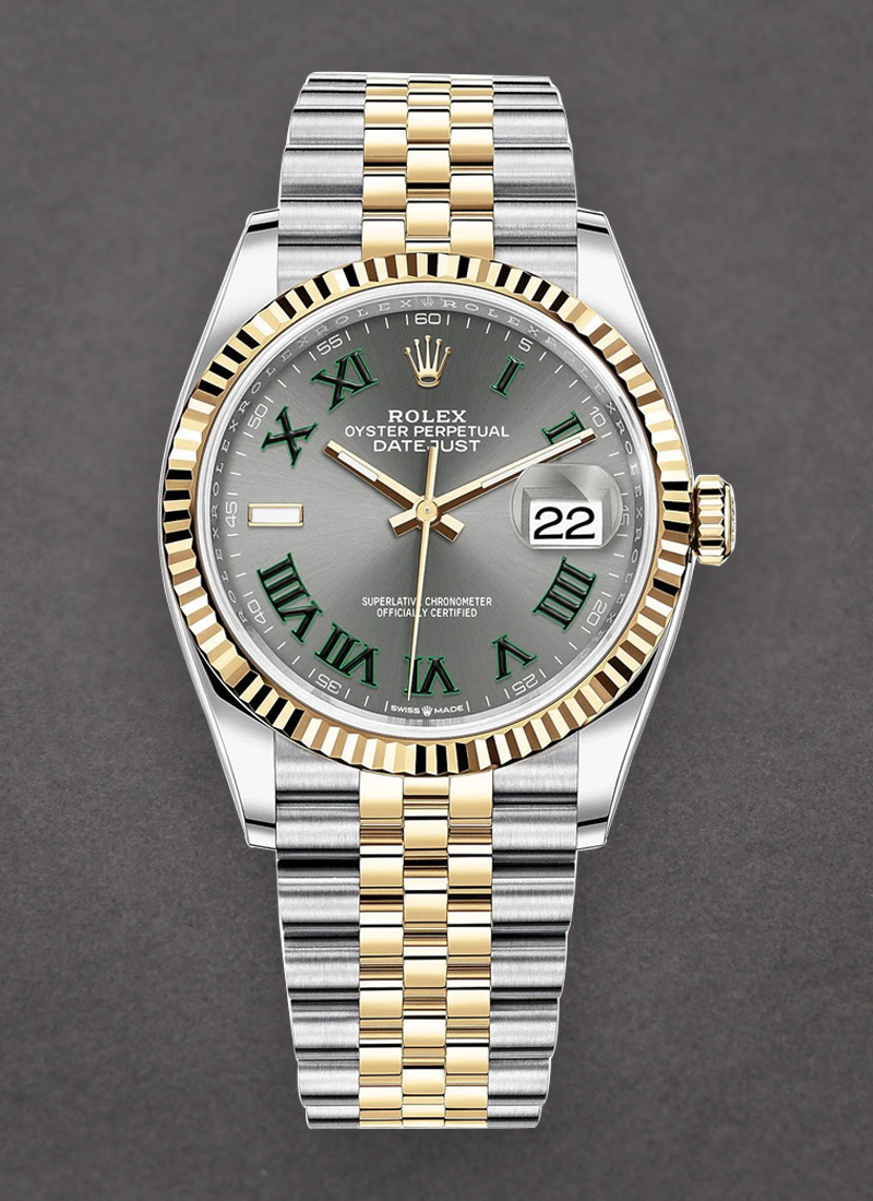 Rolex Unworn Datejust 36mm in Steel with Yellow Gold Fluted Bezel