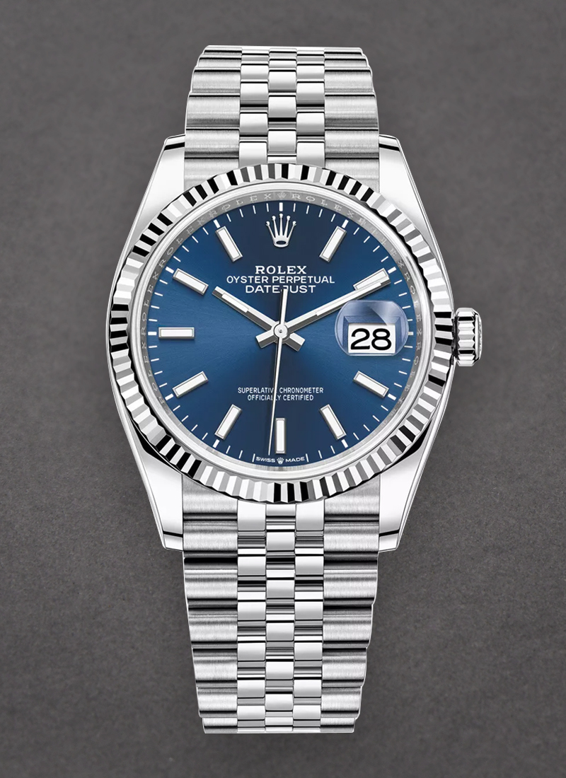 Rolex Unworn Datejust 36mm in Steel and White Gold Fluted Bezel