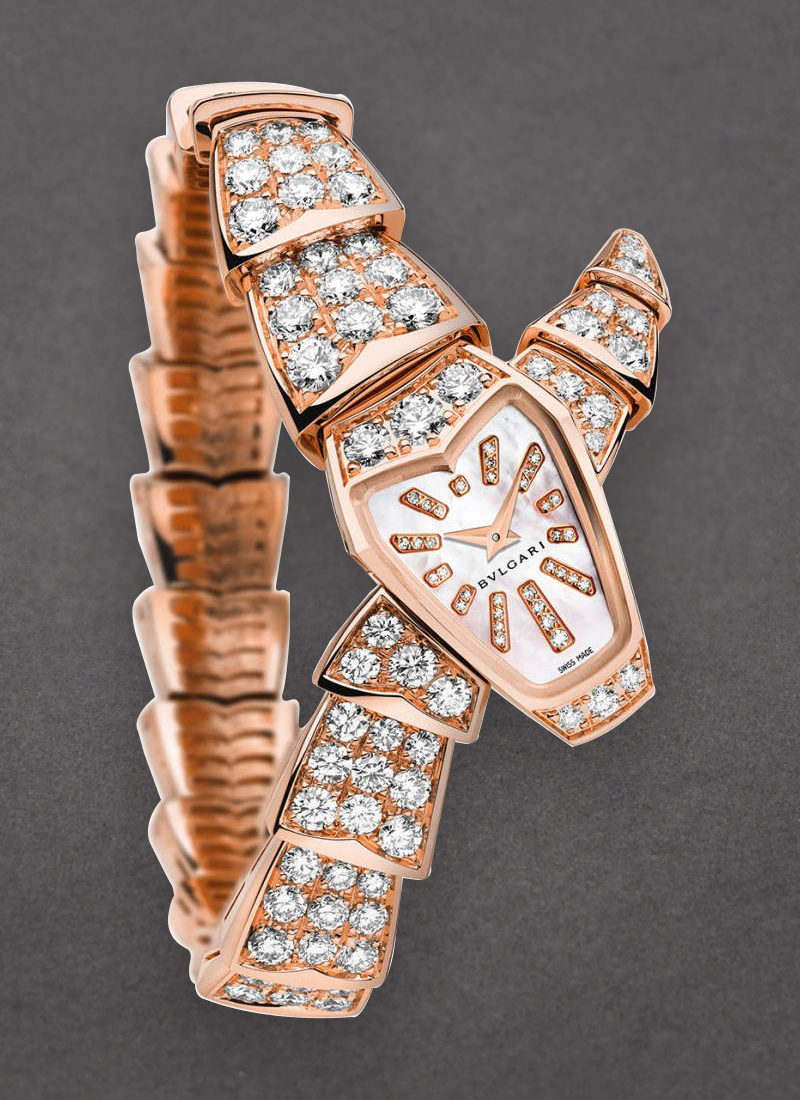 Bvlgari Serpenti 26mm Quartz in Rose Gold with Diamonds