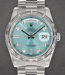 Day Date President 36mm in Platinum with Diamond Bezel Platinum President Bracelet with Ice Blue Diamond Dial