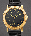 Bulgari 103967 in Yellow Gold On Black Crocodile Leather Strap with Black Dial