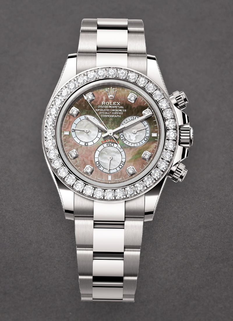 Rolex Unworn Daytona Cosmograph 40mm in White Gold with Diamond Bezel