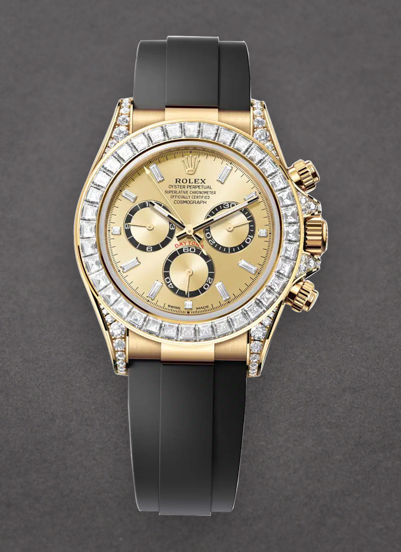 Rolex Unworn Cosmograoh Daytona 40mm in Yellow Gold with Baguette Bezel & Lugs