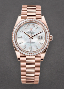 Rolex Unworn 228345rbr-0026 Day Date 40mm President in Rose Gold with Diamond Bezel 228345rbr-0026