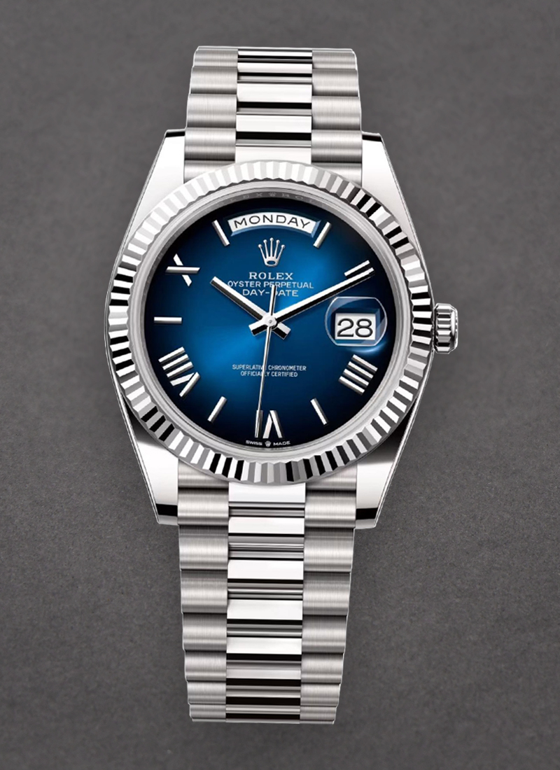 Rolex Unworn Day-Date Platinum President in PLatinum with Fluted Bezel