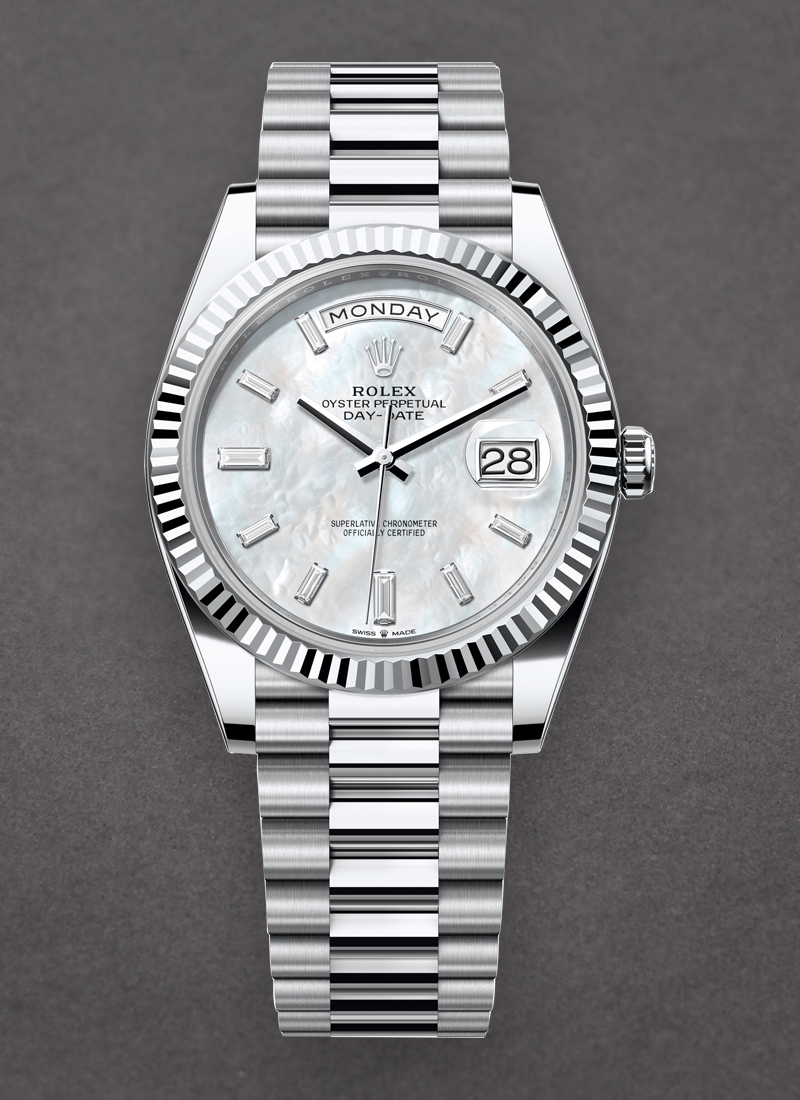 Rolex Unworn Day-Date Platinum President in PLatinum with Fluted Bezel