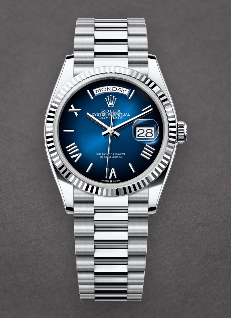 Rolex Unworn Day-Date President in Platinum with Fluted Bezel