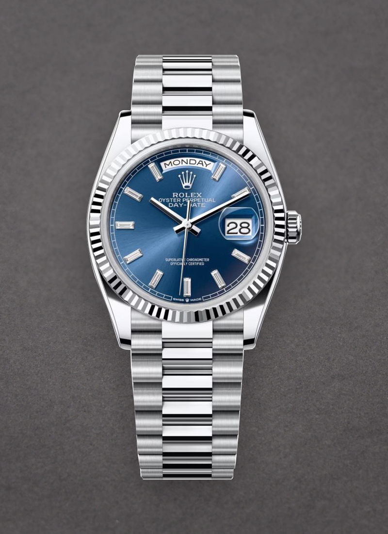 Rolex Unworn Day-Date President in Platinum with Fluted Bezel