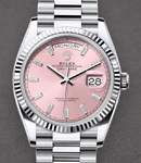 Day-Date President in Platinum with Fluted Bezel on President Bracelet with Pink Baguette Diamond Dial