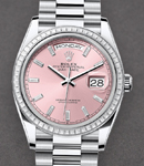 Day-Date 36mm President in Platinum with Diamond Bezel on President Bracelet with Pink Baguette Diamond Dial