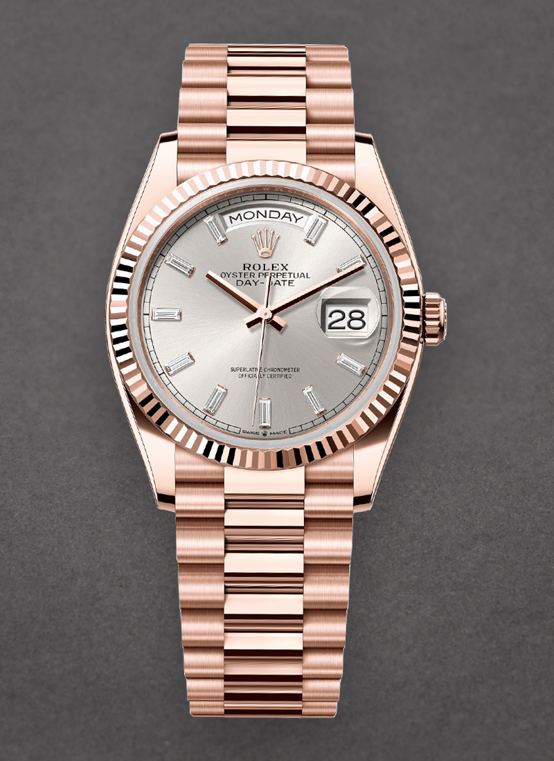 Rolex Unworn President Day-Date 36mm in Rose Gold with Fluted Bezel