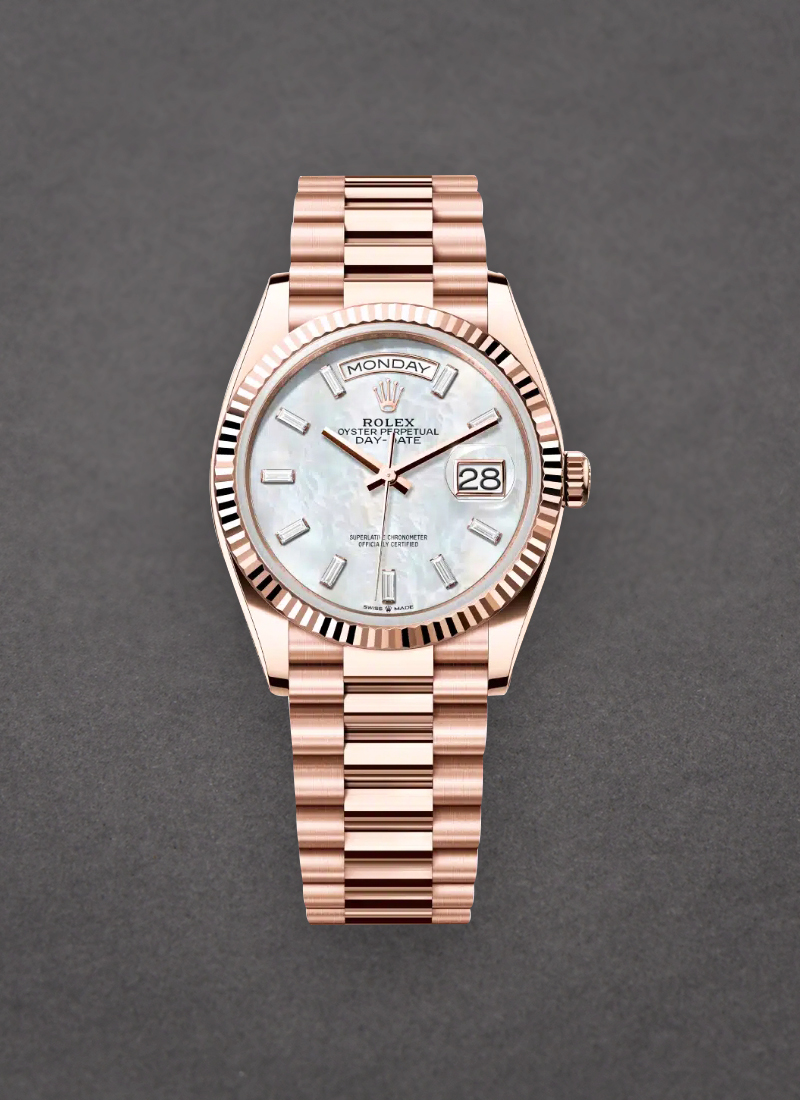 Rolex Unworn President Day-Date 36mm in Rose Gold with Fluted Bezel