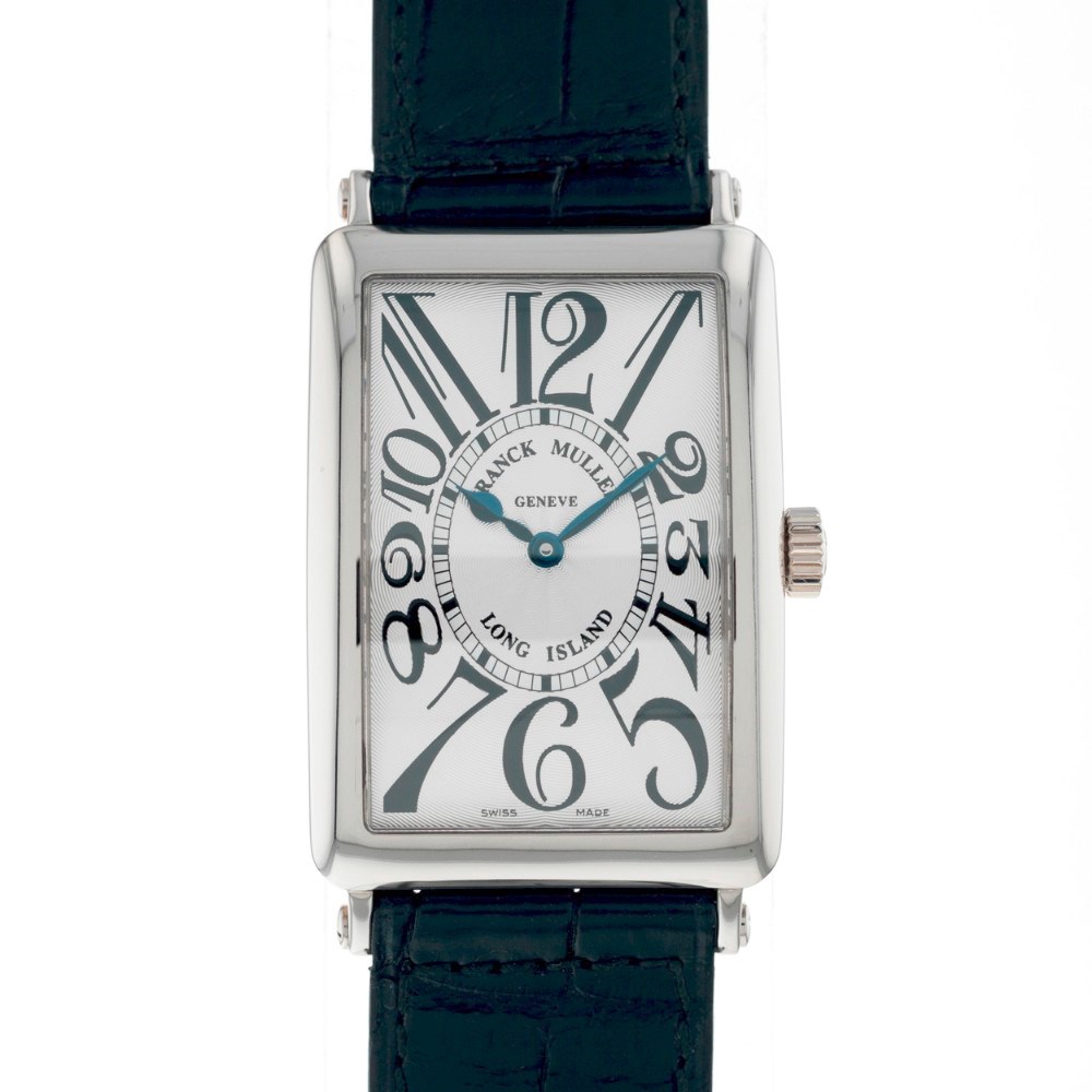 Long Island  30.5mm in White Gold on Black Crocodile Leather Strap with Silver Dial