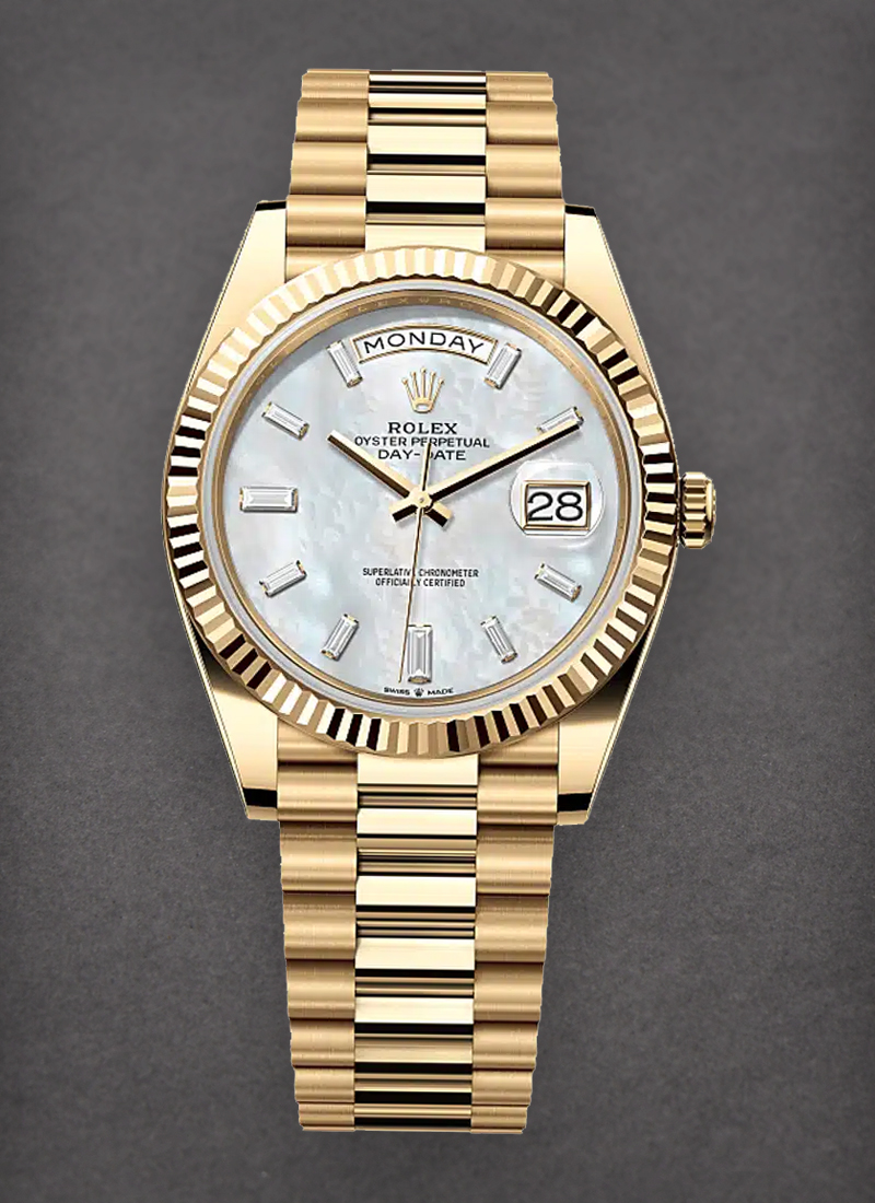 Rolex Unworn President Day Date 40mm in Yellow Gold with Fluted Bezel