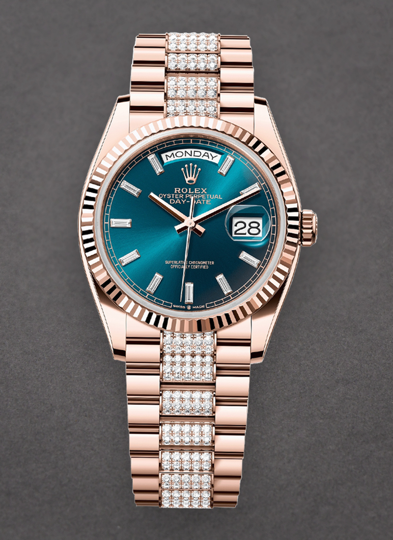 Rolex Unworn President Day-Date 36mm in Rose Gold with Fluted Bezel