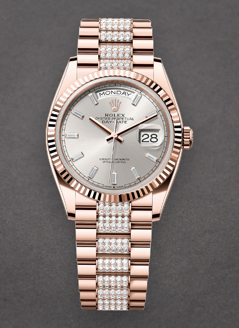 Rolex Unworn President Day-Date 36mm in Rose Gold with Fluted Bezel