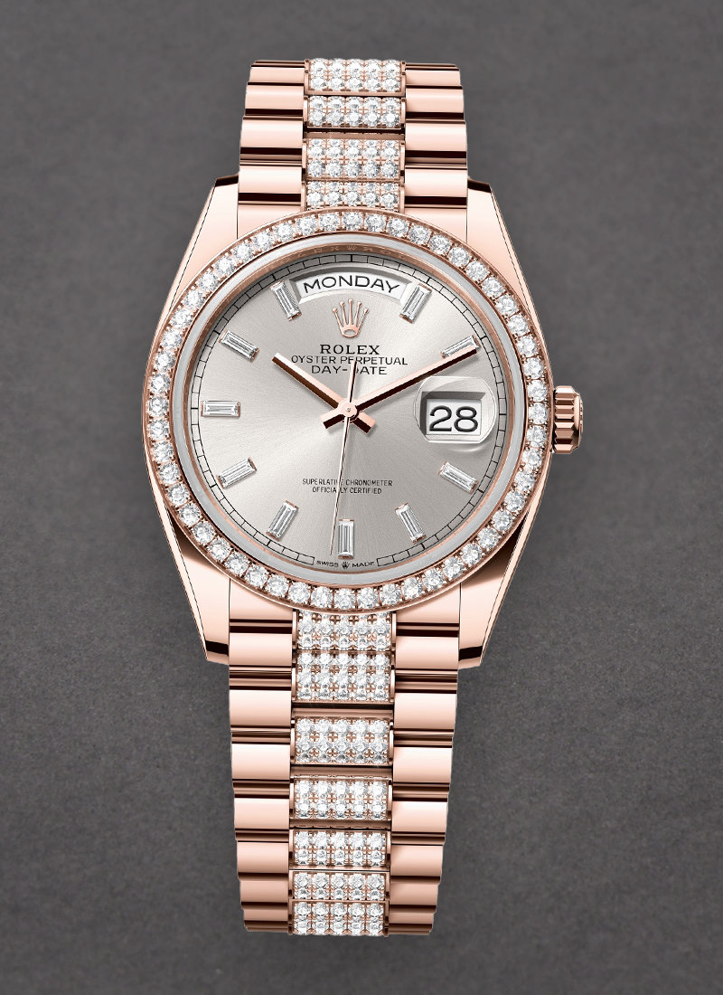 Rolex Unworn President Day-Date 36mm in Rose Gold with Diamond Bezel