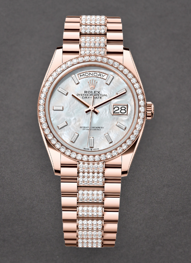 Rolex Unworn President Day-Date 36mm in Rose Gold with Diamond Bezel