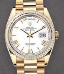 Day-Date 36mm in Yellow Gold with Diamond Bezel on Yellow Gold President Bracelet with White Stick Dial