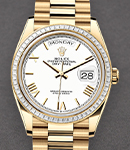 Day-Date 36mm in Yellow Gold with Diamond Bezel on Yellow Gold President Bracelet with White Roman Dial