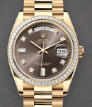 Day-Date 36mm in Yellow Gold with Diamond Bezel on Yellow Gold President Bracelet with Grey Diamond Dial