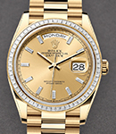Day-Date 36mm in Yellow Gold with Diamond Bezel on Yellow Gold President Bracelet with Champagne Baguette Diamond Dial