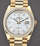 Day-Date 36mm in Yellow Gold with Diamond Bezel on Yellow Gold President Bracelet with MOP Baguette Diamond Dial