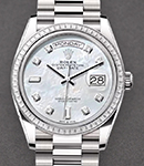 Day Date 36mm in White Gold with Diamond Bezel on White Gold President Bracelet with MOP Diamond Dial