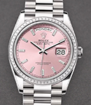 Day Date 36mm in White Gold with Diamond Bezel on White Gold President Bracelet with Pink Baguette Diamond Dial