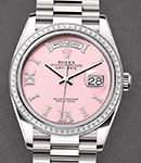 Day Date 36mm in White Gold with Diamond Bezel on White Gold President Bracelet with Pink Opal Dial