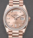 President Day Date 36mm in Rose Gold with Diamond Bezel on President Bracelet with Pink Diamond Dial