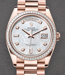 President Day Date 36mm in Rose Gold with Diamond Bezel on President Bracelet with MOP Diamond Dial