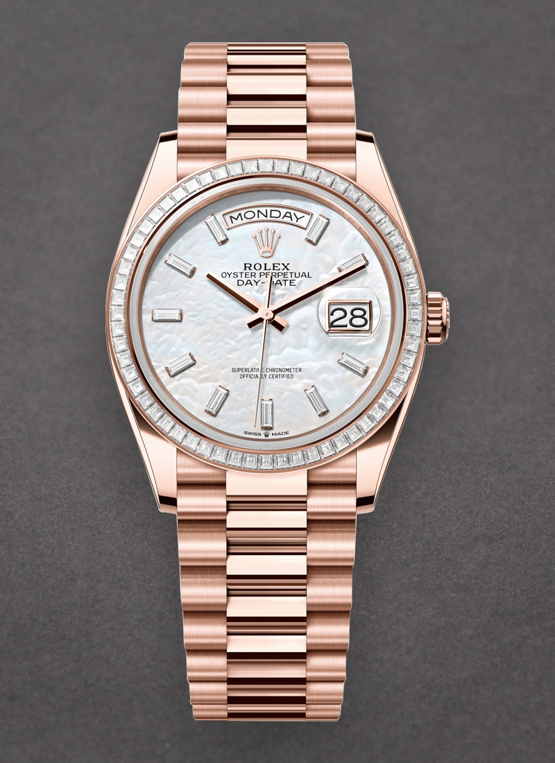 Rolex Unworn President Day Date 36mm in Rose Gold with Diamond Bezel