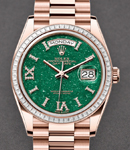 President Day Date 36mm in Rose Gold with Diamond Bezel on President Bracelet with Aventurine Diamond Dial