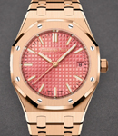 Royal Oak Automatic 34mm in Rose Gold on Rose Gold Bracelet with Pink Grande Tapisserie Dial