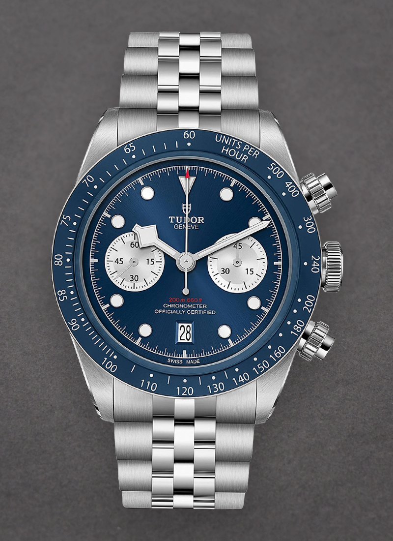 Tudor Heritage Black Bay 41mm Chrono in Steel with Blue Bezel