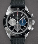 Chronomaster Sport 41mm in Steel with Black Bezel on Black Fabric Strap with Black Dial