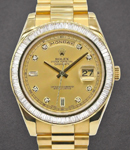 Day-Date President in Yellow Gold with Baguette Diamond Bezel on President Bracelet with Champagne Diamond Dial