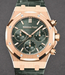 Royal Oak Chronograph 41mm in Rose Gold On Green Crocodile Leather Strap with Green Dial