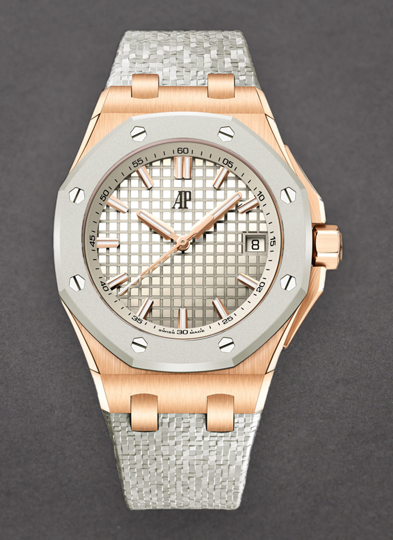 Audemars Piguet Royal Oak 37mm  Automatic in Rose Gold with Grey Rubber Bezel