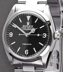Explorer 34mm in Steel with Smooth Bezel On Steel Oyster Bracelet with Black Dial