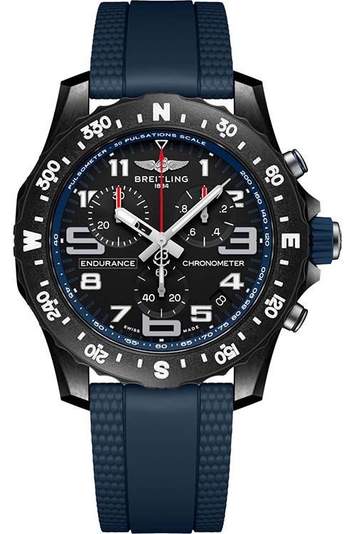Endurance Pro in Breitlight on Blue Rubber Strap with Black Dial