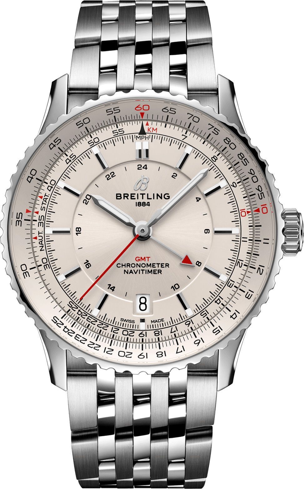 Navitimer GMT 41 Automatic in Steel on Steel Bracelet with Beige Dial