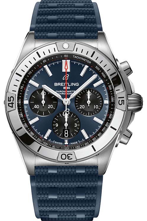 Chronomat B01 42mm  in Steel on Blue Rubber Strap with Blue Dial