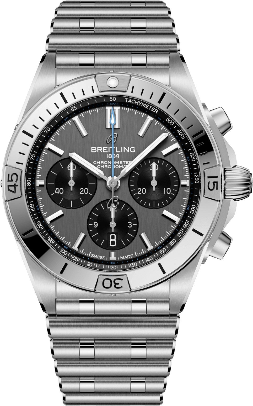 Chronomat B01 42mm in Titanium on Titanium Bracelet with Grey Dial - Black SubDials